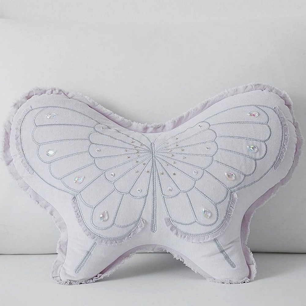 Yvette Butterfly Sequin Pottery Barn  Pillow - Pink and Silver